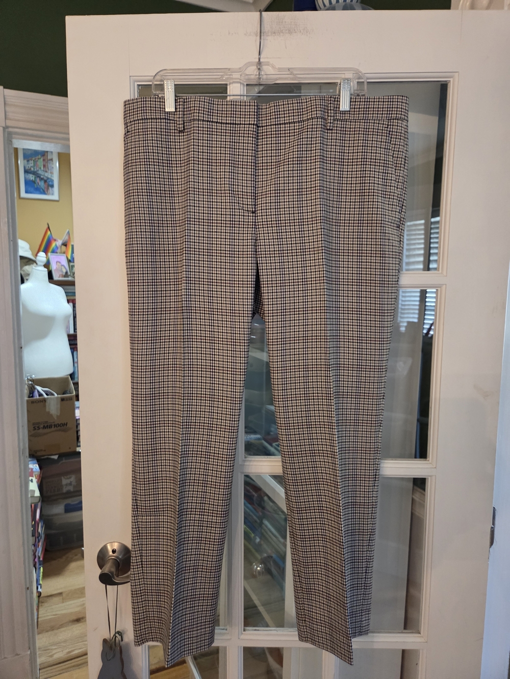 Ann Taylor Black and Blue Houndstooth Ankle Pants - Size 14